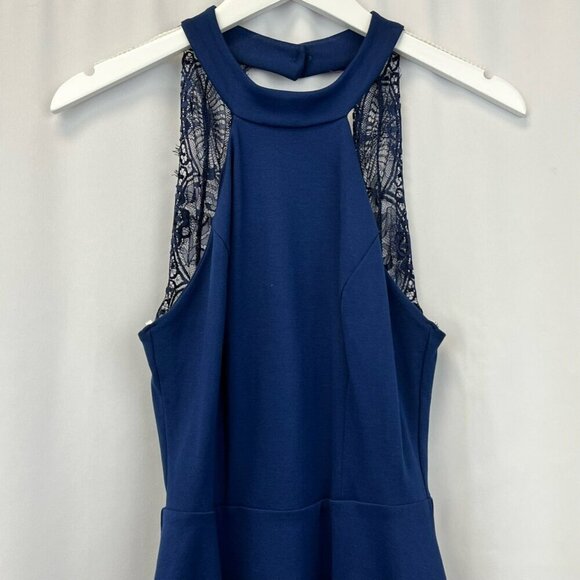 Lulus Womens A Line Dress Blue Backless Halter Sleeveless Lace Size Small New - Picture 3 of 10